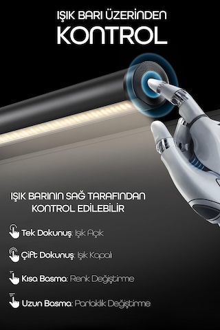 Monitör Işığı Uzaktan Kumandalı Dokunmatik Işık Ve Renk Kademesi Ayarlanabilir Ekran Masa Lambası
