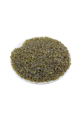 08 Kum Boncuk İçten Boyalı Yeşil Limon Sarısı 3 Mm 100 Gr 6000 Adet