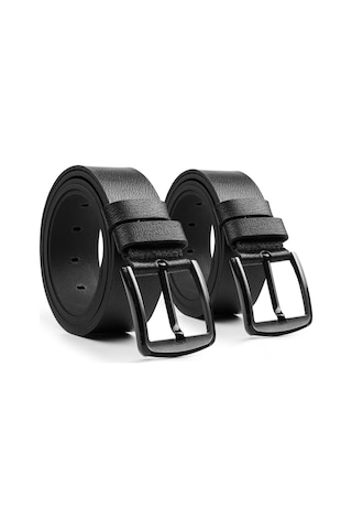 Hakiki Deri Erkek Kot Kemer 4.5 CM 2 Adet Siyah