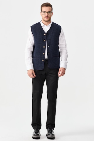 Erkek V Yaka Keçe Aksesuarlı Pike Dokuma Yün Yelek K.lacivert K.lacivert