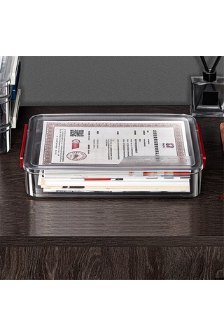 Anjiexun A4 Şeffaf Saklama Kutusu Taşınabilir Plastik Belge Bordo Diğer