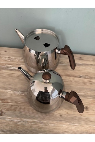 Elmas Çelik Çaydanlık Takımı Mega Boy Bakır