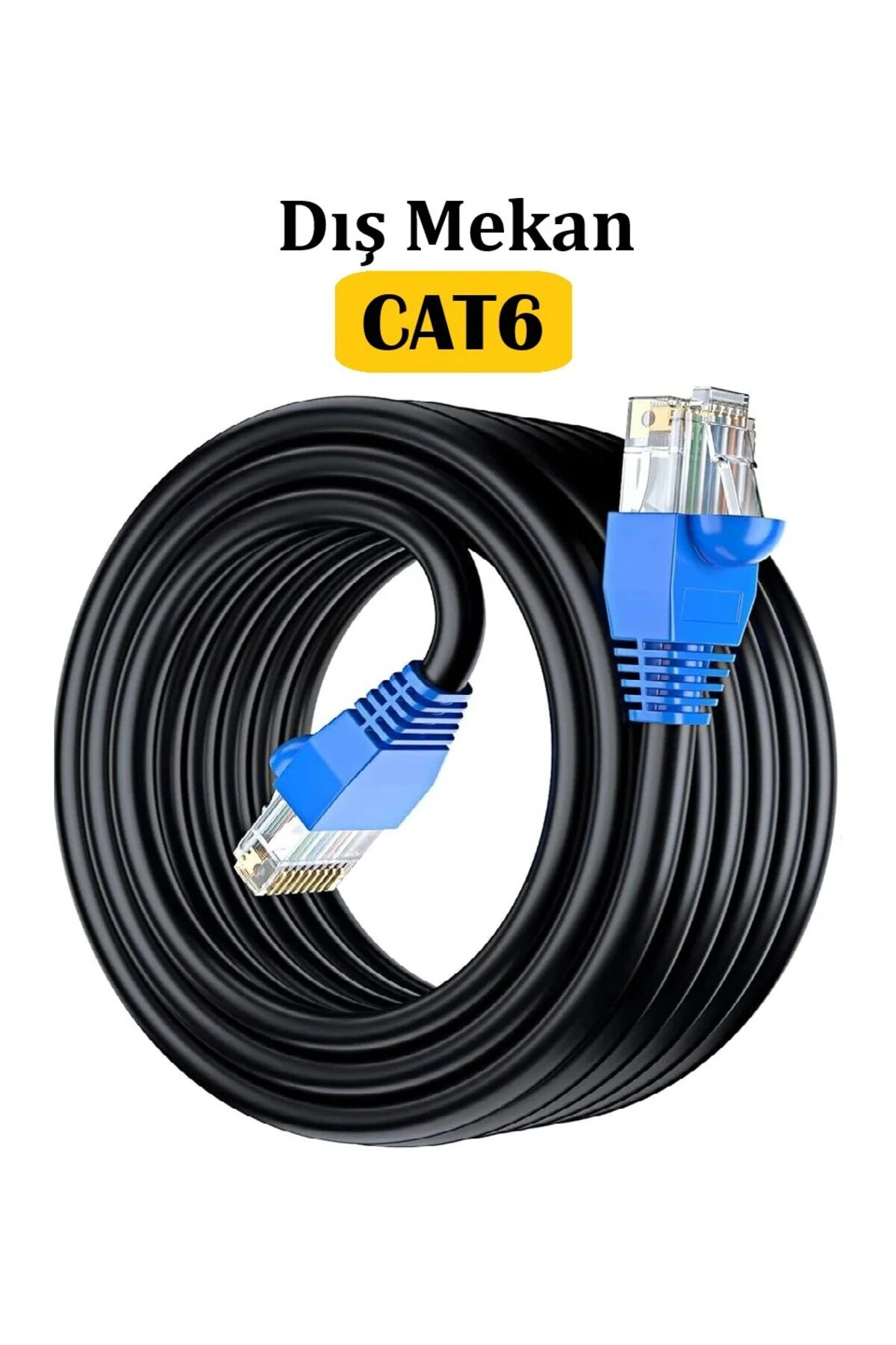 25 Metre Dış-iç Ortam Mekan Bakır Tel Cat6 Internet Kablosu Yüksek Hız 24 Awg 2 Katlı Ethernet Kablo