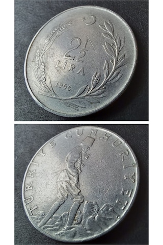1966 Akmonital 2½ Lira Çt+ Eski Madeni Para