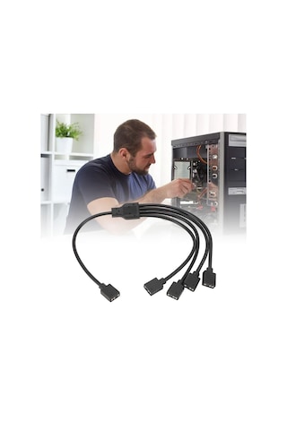 Xindoker 5v 3 Pin Argb Çevirici Kablosu, 1'den 4'e, Ana-ana Bağlantı, Bilgisayar Kasası Cpu Soğutucu Ve Argb Fanları İçin Led Senkronizasyon Uzantı Kablosu Siyah