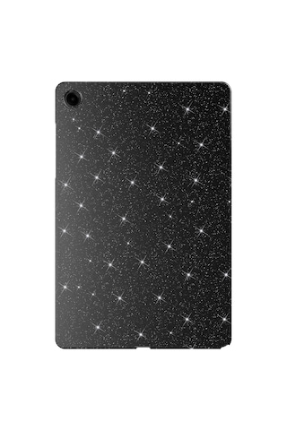 Samsung Galaxy Tab S10 Lite / S10 Fe / S9 Fe 10.9 Uyumlu Simli Parlak Koton Tablet Kılıf Standlı Koruyucu Kapak Siyah