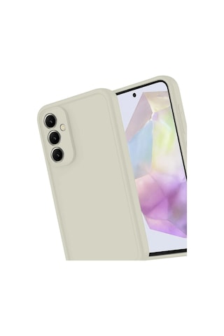 Samsung Uyumlu Galaxy A16 5g Kılıf Viera Silikon - Krem Düz Renkli/