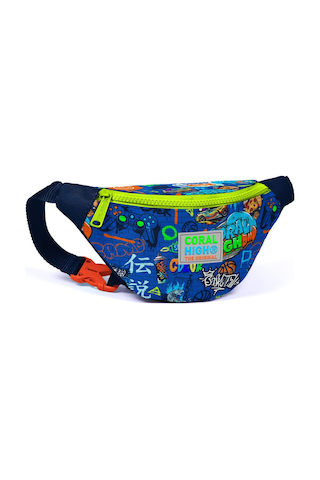 Coral High Kids Saks Grafiti Desenli Bel Çantası 11519 Saks Mavi