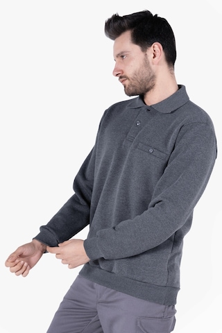 3 İplik Polo Yaka Fleto Cepli Sweatshirt Antrasit Melanj