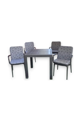 Lüks Arkalıklı Sandalye Minderi 6lı 4cm Süngerli Örümcek Desen 42x42 Gri