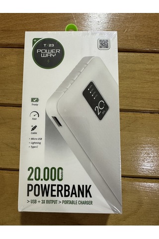 Powerway 20000 Lik Powerbank Taşınabilir Şarj BEYAZ