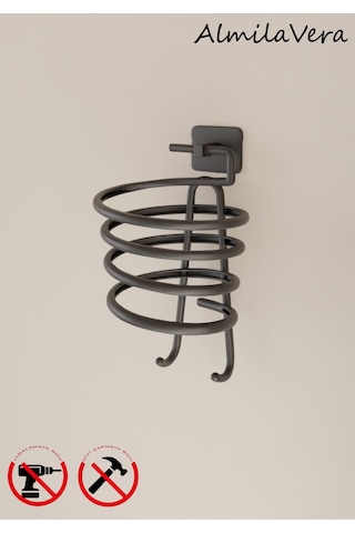 Siyah Yapışkanlı Kare Fön Makinesi Askısı Saç Kurutma Makinesi Tutacağı Çok Renkli