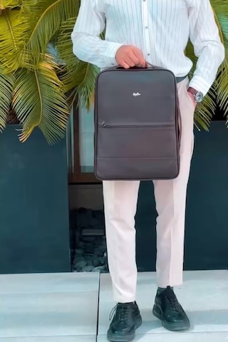 Poizeg Kahverengi Hakiki Deri Sırt Laptop Ve Evrak Çantası Kahverengi