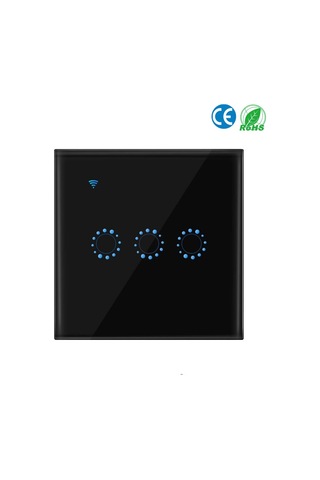 Ranyeek Siyah Üçlü Akıllı Wi-fi Anahtarı - Zamanlama, Ses Kontrolü, Uzak Erişim Ve Aile Paylaşımı Desteği Wifi Mode