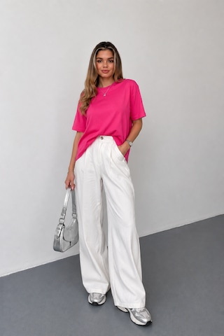 Stilera Kadın Oversize Basic Kısa Kollu Bisiklet Yaka Düz Tişört Pembe