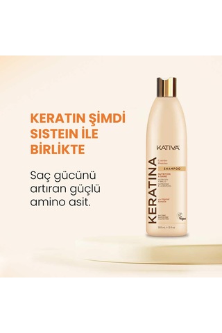 Kativa Keratina Shampoo 355 Ml - Yumuşaklık Ve Parlaklık Sağlayan Güçlendirici Keratin Şampuan