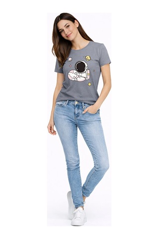 Sevgili Kombini Astronot Baskılı Çift Tişört Oversize Unisex Partner Tişört 2 Li Set Mavi