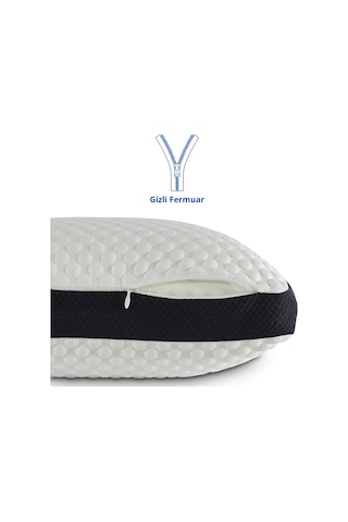 Rudu Cooler Soğuk Hissiyatlı Yastık Kılıfı Visco Visko 60x40x14cm Beyaz - Lacivert