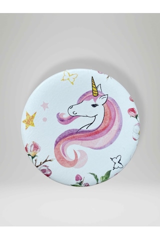 Unıcorn Temalı Çift Taraflı Yuvarlak Cep Çanta Makyaj El Aynası 7cm Çap Kod:28