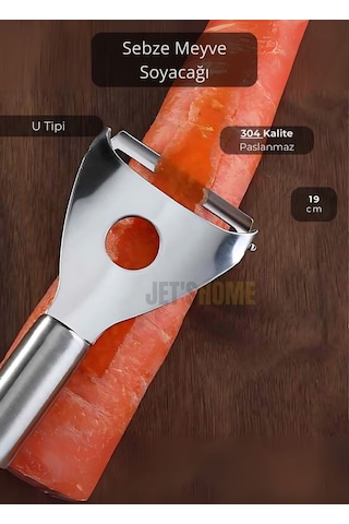 Sebze Soyacağı Paslanmaz Meyve Soyacağı U Tipi Soyacak Çelik 19 Cm Metalik Gri