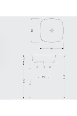 Serel - Tek Minimal Lavabo Siyah - 3049dsl060ab- Diğer