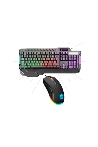 Rampage KB-R46 CARISMA - Lumos Rainbow Aydınlatmalı Usb Combo Q Gaming Klavye Mouse Set