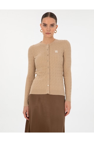 Pierre Cardin Bej Melanj Extra Slim Fit Triko Hırka 50317064-vr156