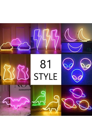 Agoodshop No.2 Tarzı Ben Neon Led Işıklar Burcu Gezegen Flaş Yıldırım Ay Neon Işık Aşk Bulut Neon Ta