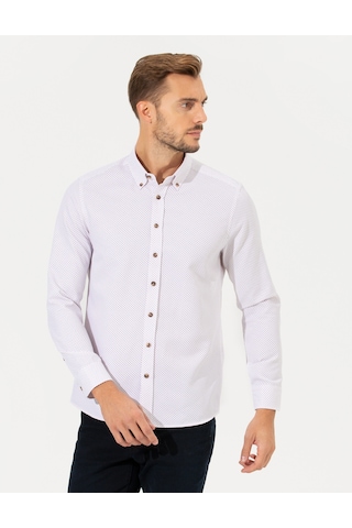 Pierre Cardin Erkek Bordo Desenli Gömlek 50266529-vr014 Bordo