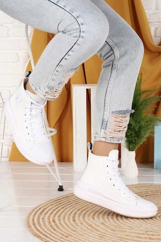 U.S. Polo Assn. Clementine Beyaz Kadın Kalın Taban Spor Ayakkabı-Beyaz-36 Beyaz