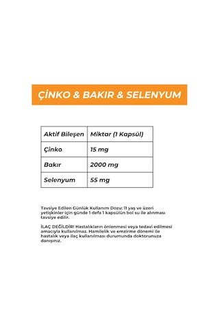 Çinko&bakır&selenyum Takviye Edici Gıda