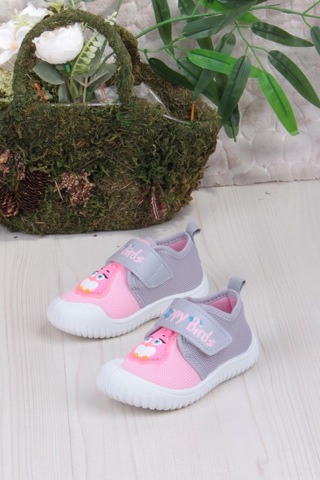 Fort 3356 Gz Kuş Figürlü Anaokulu Kreş Ev Kız Çocuk Keten Panduf Ayakkabı Pembe