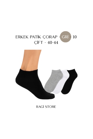 10 Çift Erkek Patik Gri Casual Çorap Gri 10 Çift Erkek Patik Gri Casual Çorap Gri