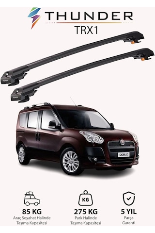 Fıat Doblo 2 2010-2022 Trx1 Thunder Carrier Kilitli Ara Atkı Taşıyıcı Tavan Barı Siyah