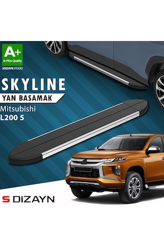 S-dizayn Mitsubishi L200 5 Makyajlı Skyline Krom Yan Basamak 203 Cm 2019-2023 A+ Kalite