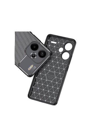 Vendas Xiaomi Redmi Note 13 Pro Plus 5g Uyumlu Kılıf Deep Dizayn Karbon Görünümlü Auto Focus Kılıf Siyah