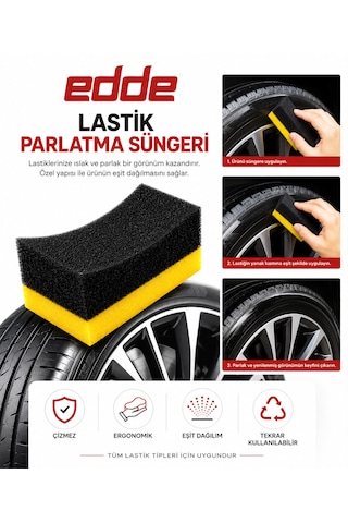 Edde Araba Araç Oto 5'li Lastik Parlatma Süngeri Parlatıcı Sünger 5 Adet Set Oto Detailing