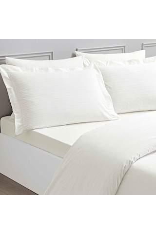 Linens White Collection Siren Uc Pamuk Jakar Çift Kişilik Nevresim Takımı Beyaz Beyaz