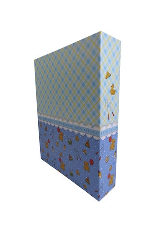 Bf Albüm 10x15 200'lük Bebek Albümü Desenli Penceresiz Mavi Kareli Desenli Çok Renkli