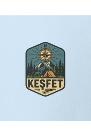 Wildstyle Keşfet Renkli Vintage Dağ Doğa Macera Kamp Rozet Baskılı Unisex Bisiklet Yaka Pamuklu Tişört Bebek Mavisi
