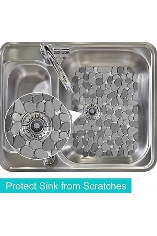 Besthome1 Mutfak/banyo Lavabo Koruması - 40x30 Cm Kauçuk Kaymaz Mat, Su Geçirmez, Çizik Koruyucu, Kolay Temizlenir Siyah Siyah