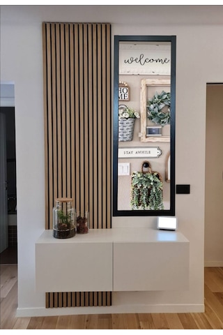 Siyah Ahşap Boy Ayna Hol Antre Room 130x45