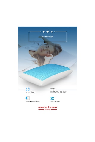 2 Adet Terletmeyen Visco Ortopedik Yastık,serinleten Jelli Yastık Çift Yönlü 60x40-15 Cm Beyaz