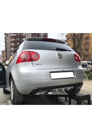 Vw Golf Mk5 Uyumlu Difüzör Difizör Siyah + Kare Egzoz Görünüm C Tip 2003-2009