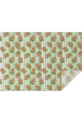 Noel Desenli Dikdörtgen Masa Örtüsü 60x84 İnç, Su Geçirmez Ve Leke Tutmaz Noel Ayı Çizgili