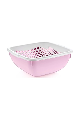 Melkan Home Çok Amaçlı Süzgeç 4 Litre Süzgeçli Kase Süzgeç + Kare Kase 4 Litre Ikili Set Pudra Genel