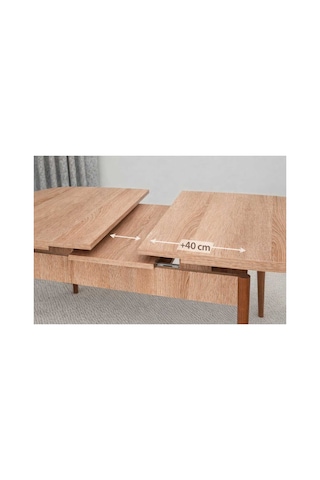 Renlife Açılır Yemek Masası Ve Sandalye Seti Metal Ayaklı 4 Sandalye + 80x130 Masa Sonomo Krem Sonmo Krem