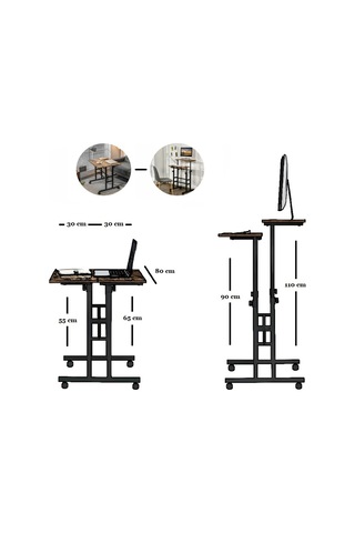 Sekizincicaddedizayn Yükseklik Ayarlı Bilgisayar/Laptop Ve Çalışma Masası -Ceviz 80X60 Ceviz