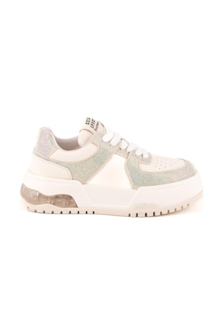 Guja 24k319-3 Kalın Taban Taşlı Kadın Sneakers Spor Ayakkabı Beyaz