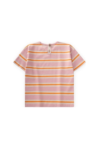 Cigit Çizgili Kız T-shırt 2-10 Yaş Pembe Turuncu Çizgili Pembe Turunc U Çizgili